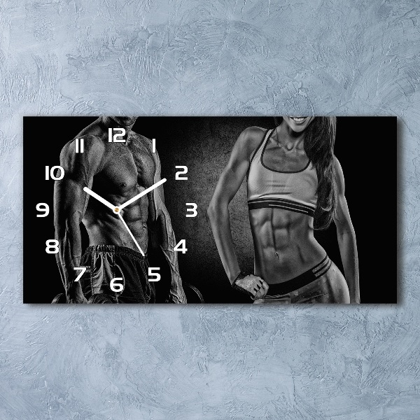 Langwerpige wandklok van glas Spieropbouw