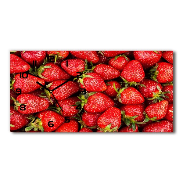 Glazen wandklok rechthoekig Aardbeien
