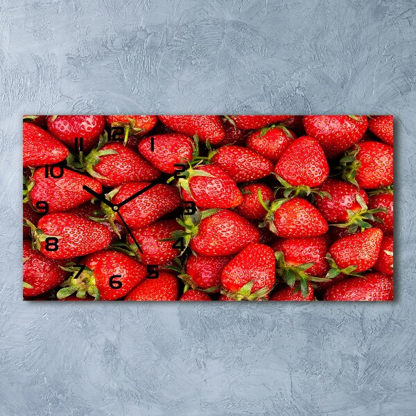 Glazen wandklok rechthoekig Aardbeien