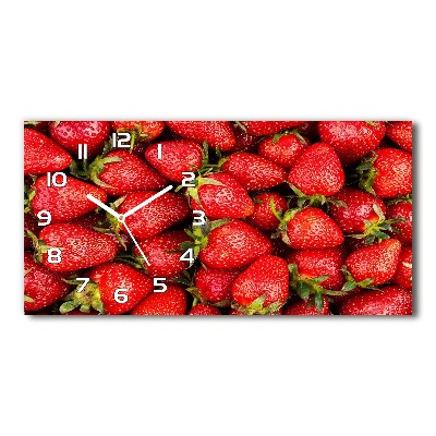 Glazen wandklok rechthoekig Aardbeien