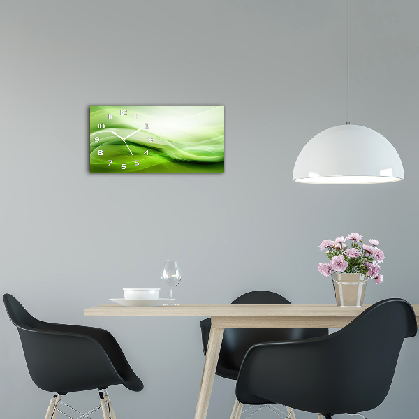 Zegar ścienny szklany Zielone fale tło