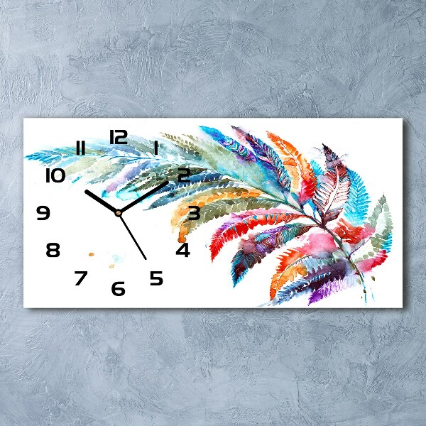Zegar ścienny szklany cichy Kolorowe pióro