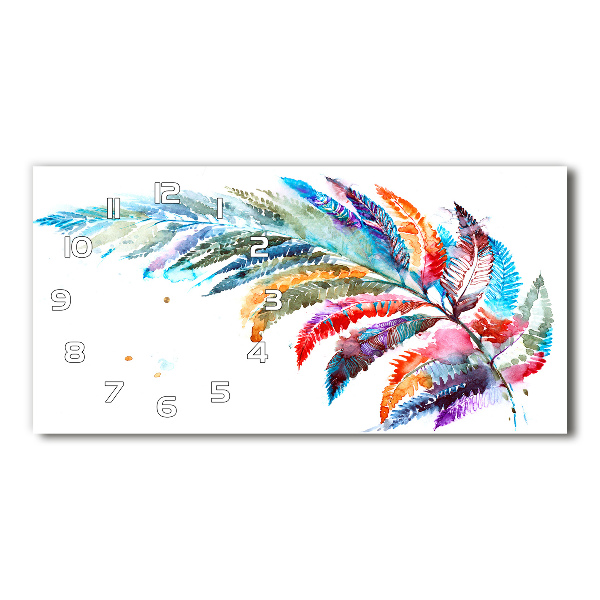 Zegar ścienny szklany cichy Kolorowe pióro
