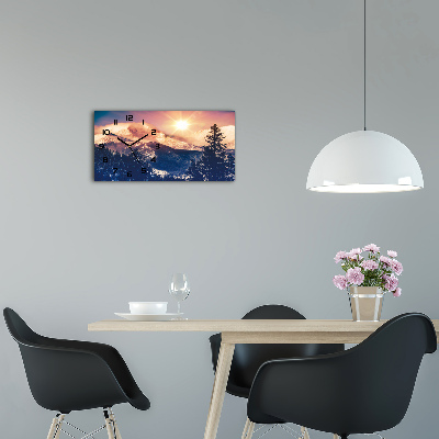 Langwerpige wandklok van glas Colorado-bergen