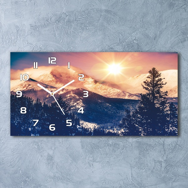Langwerpige wandklok van glas Colorado-bergen