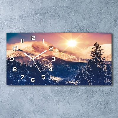 Langwerpige wandklok van glas Colorado-bergen