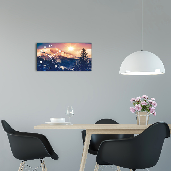 Langwerpige wandklok van glas Colorado-bergen