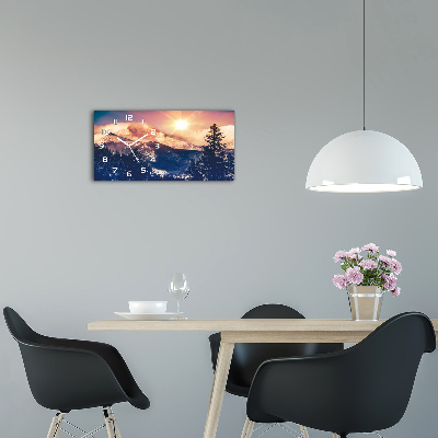 Langwerpige wandklok van glas Colorado-bergen