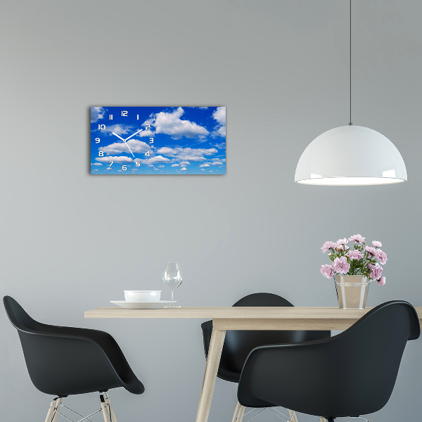 Glazen klok horizontaal Wolken aan de hemel