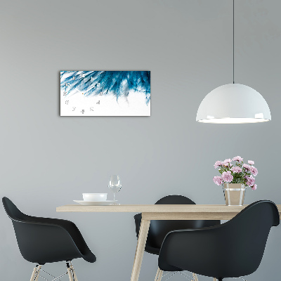 Zegar ścienny szklany Niebieskie pióra