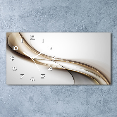 Langwerpige wandklok van glas Bruine golf