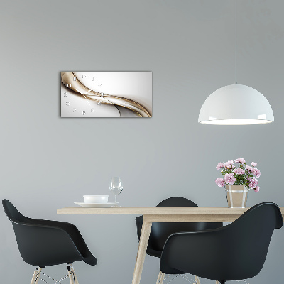 Langwerpige wandklok van glas Bruine golf