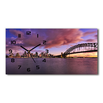 Langwerpige wandklok van glas Sydney Bridge