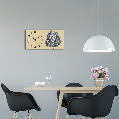 Glazen wandklok rechthoekig Hipster leeuw