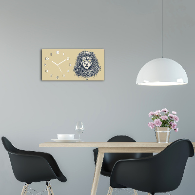 Glazen wandklok rechthoekig Hipster leeuw