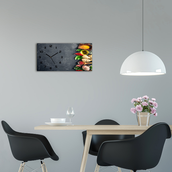 Zegar ścienny szklany Zioła i przyprawy