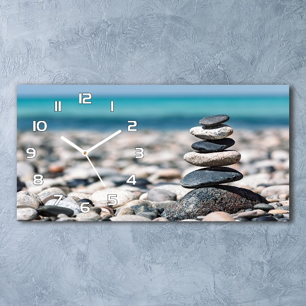 Zegar ścienny szklany cichy Stos kamieni