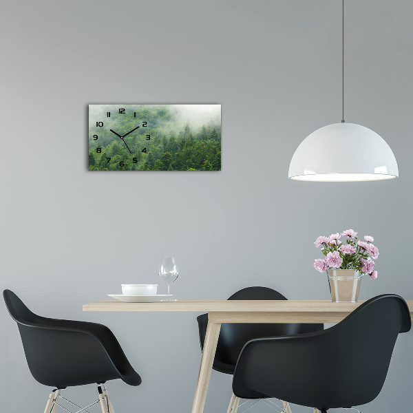 Langwerpige wandklok van glas Mysterieus bos