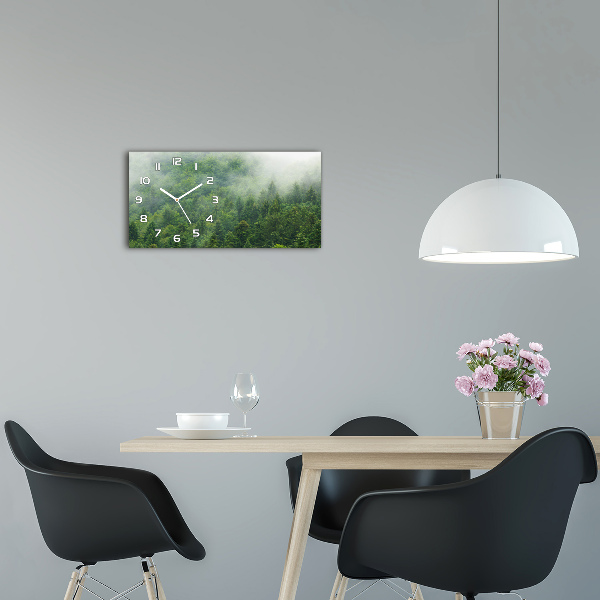 Langwerpige wandklok van glas Mysterieus bos