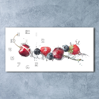 Nowoczesny zegar ścienny szklany Owoce leśne