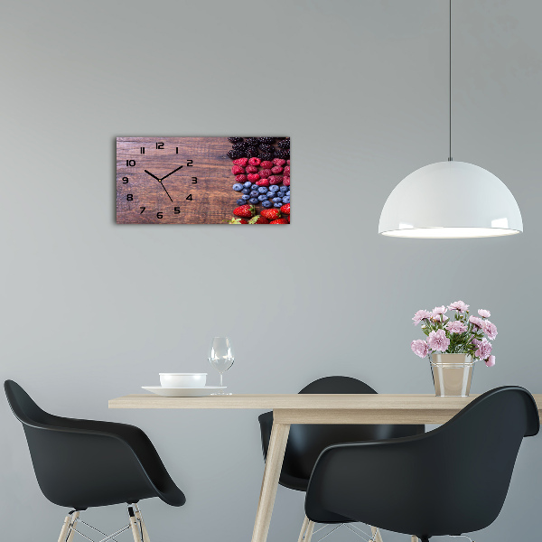 Nowoczesny zegar ścienny szklany Owoce leśne