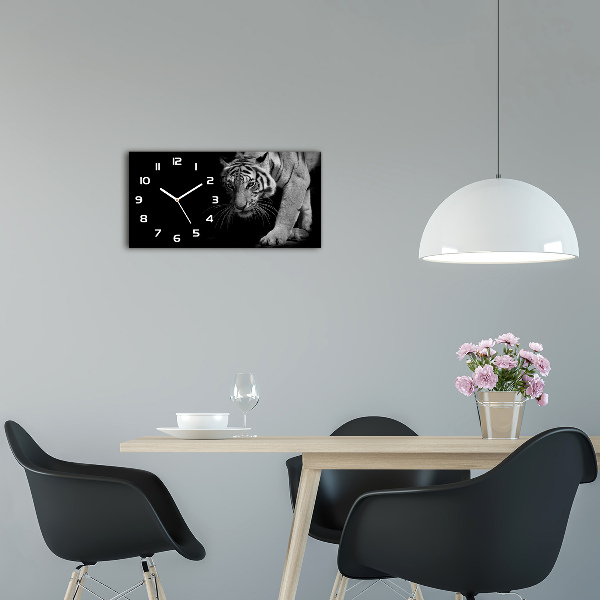 Glazen wandklok rechthoekig Tijger