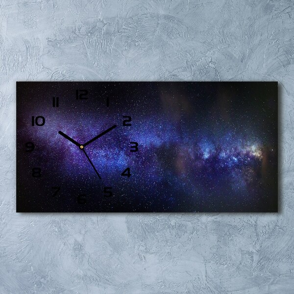 Langwerpige wandklok van glas Melkweg