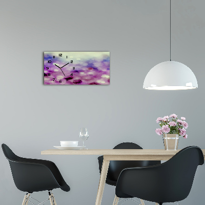 Langwerpige wandklok van glas Paarse wielen