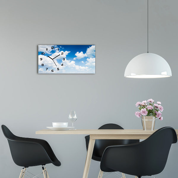 Glazen klok horizontaal Wolken aan de hemel