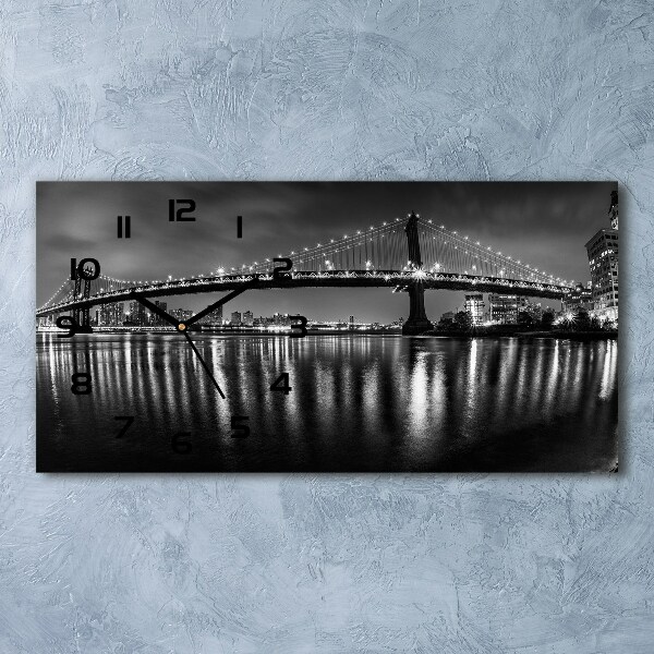 Langwerpige wandklok van glas Manhattan 's nachts