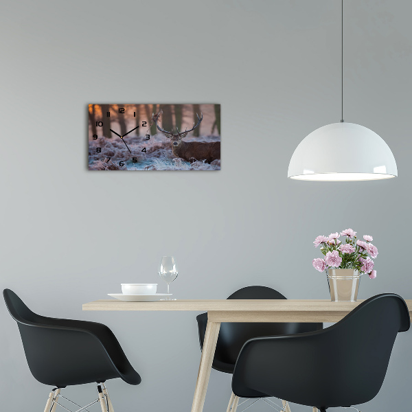 Zegar ścienny szklany Jeleń o wschodzie