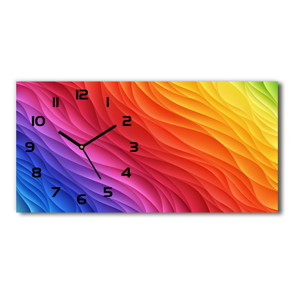 Langwerpige wandklok van glas Kleurrijke golven