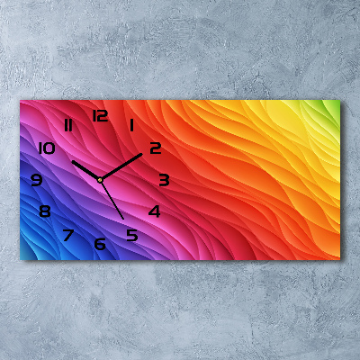 Langwerpige wandklok van glas Kleurrijke golven