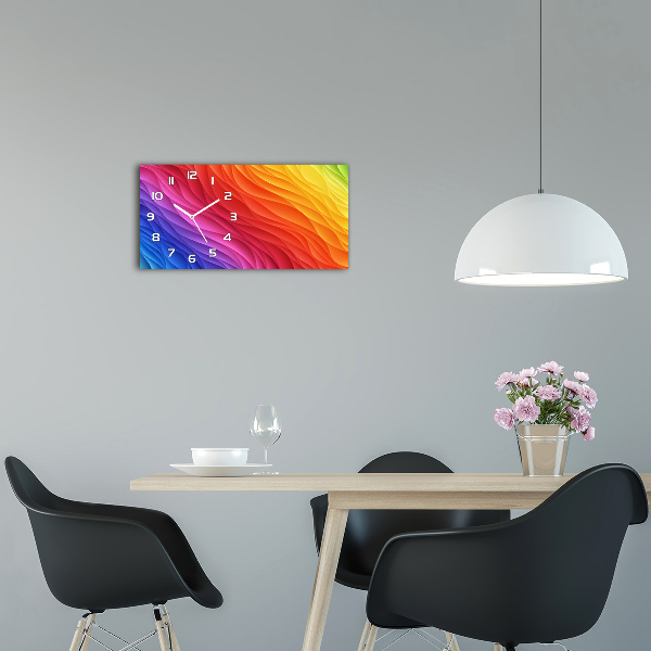 Langwerpige wandklok van glas Kleurrijke golven