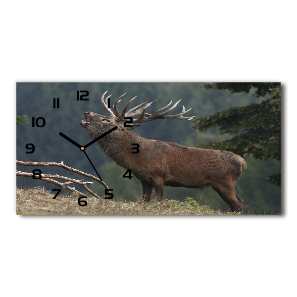 Glazen klok horizontaal Hert op de heuvel