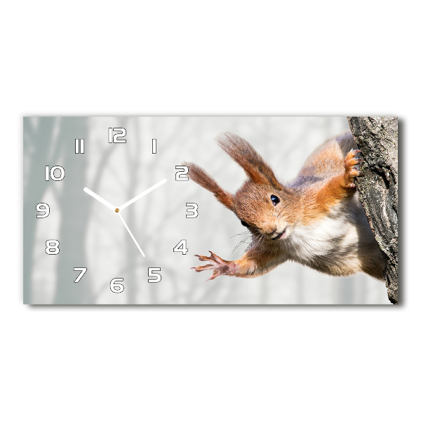 Glazen wandklok rechthoekig Eekhoorn