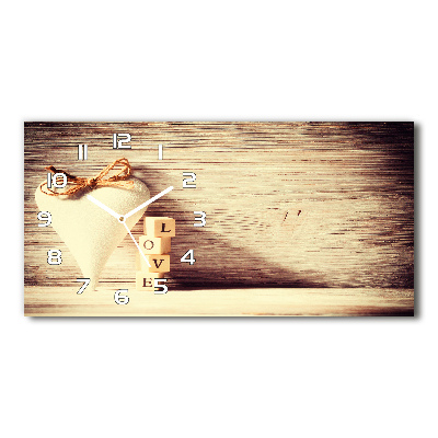 Glazen wandklok rechthoekig Liefde