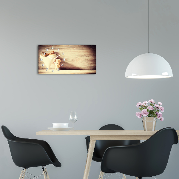 Glazen wandklok rechthoekig Liefde