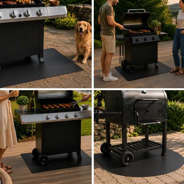 Plaat onder de barbecue Halfovale 100x100 cm