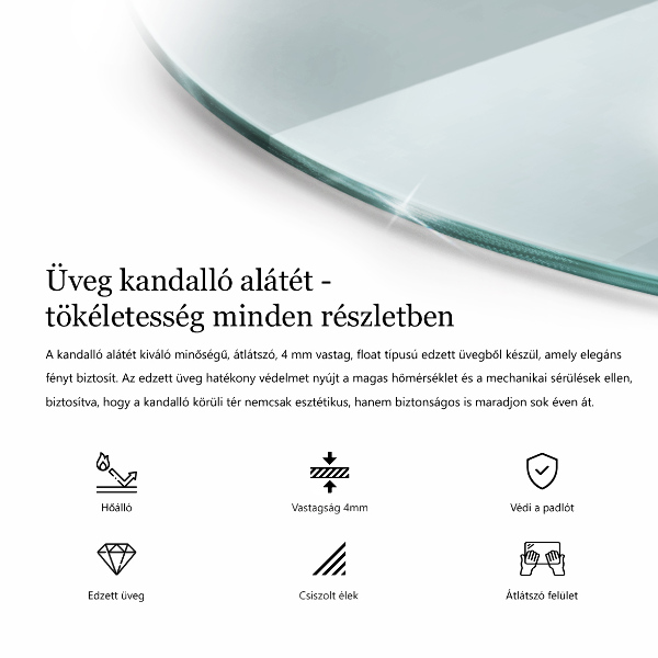 Szkło pod kominek okrągłe transparentne