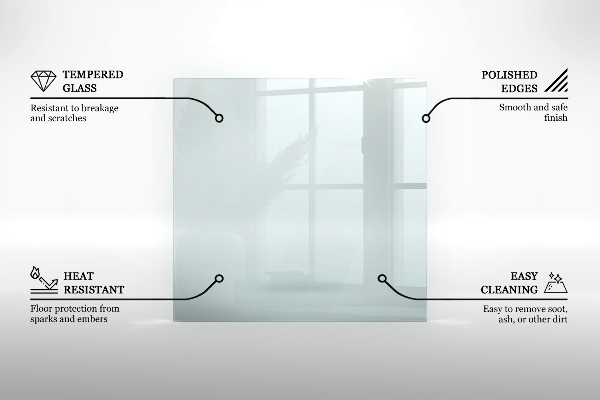 Rechthoekige vloerplaat openhaard Transparant