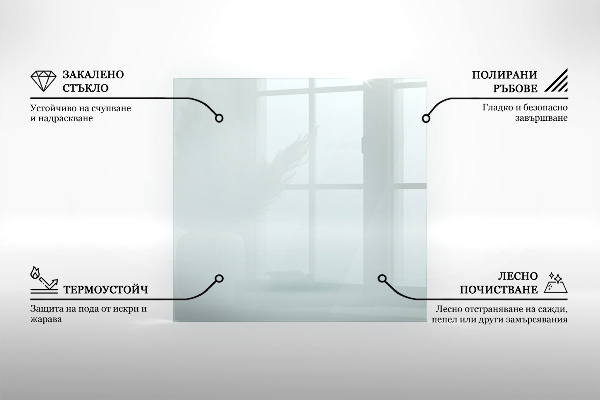 Szyba pod kominek prostokątna transparentna