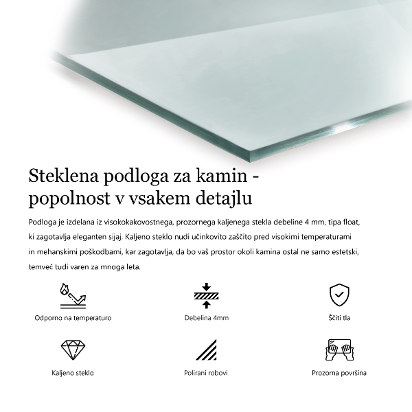 Rechthoekige vloerplaat openhaard Transparant