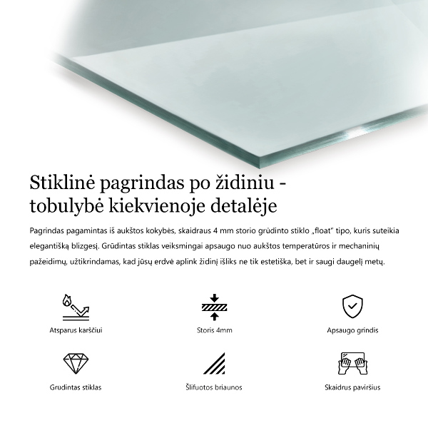 Rechthoekige vloerplaat openhaard Transparant