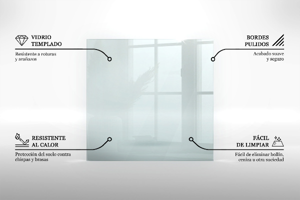Rechthoekige vloerplaat openhaard Transparant