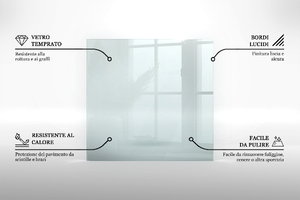 Rechthoekige vloerplaat openhaard Transparant