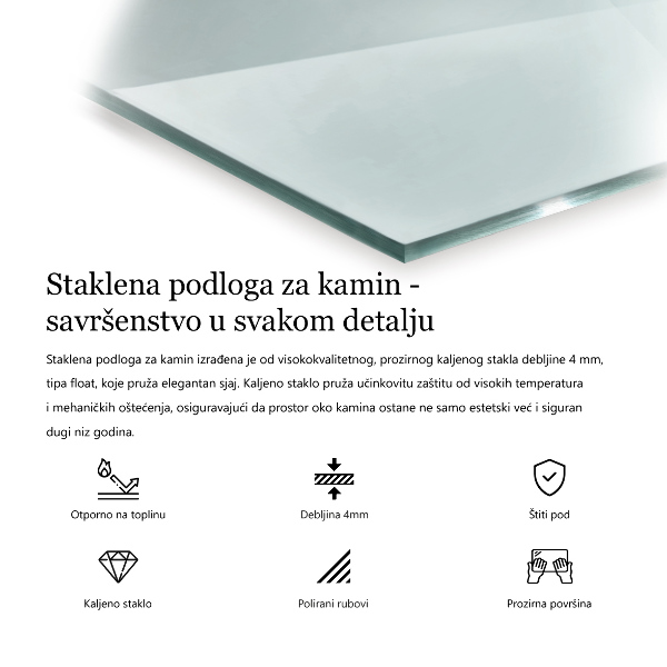 Rechthoekige vloerplaat openhaard Transparant