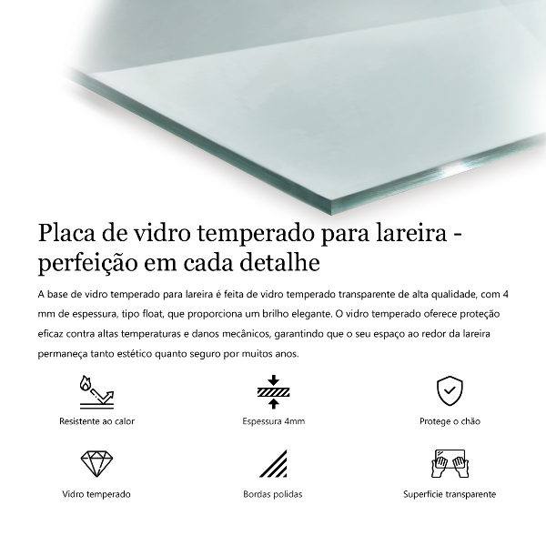 Szyba pod kominek prostokątna transparentna