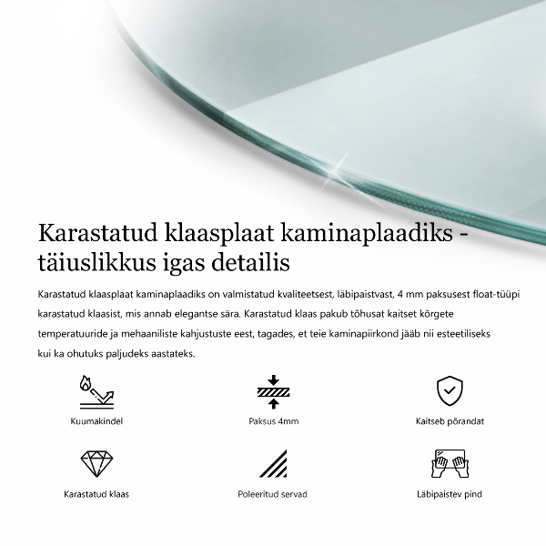 Onderplaat kachel Halfrond transparant