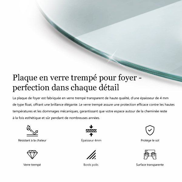 Szyba hartowana pod kominek ćwiartka transparentna